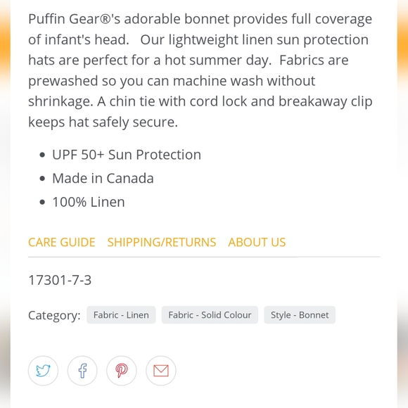 Infant Sun Bonnet - Picture 6 of 6